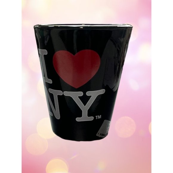 I Love New York Shot Glass Black Red Heart Spellout 2.5" tall NWT - Picture 2 of 4